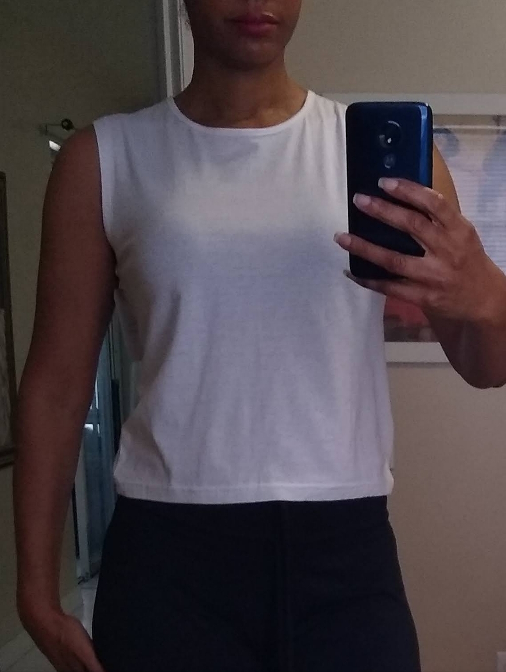 Women’s White Lace-Up Back Tank Top - Picture 3 of 5